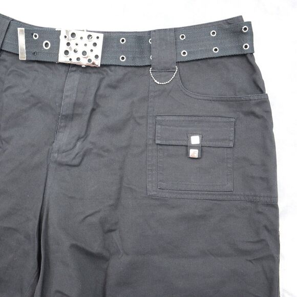 Casual Short Womens 3X Black Classic Cargo Pockets Belted Button Zip Bottoms - Picture 7 of 14